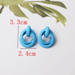 New Blue Color Dangle Earring for Women Round Metal Flower Leaf Crystal Gem Star Brincos Sweet Wedding Party Jewelry Xmas Gift