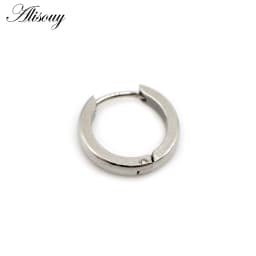 Alisouy 2pcs Small Hoop Earrings Women Men Circle Round Clip Earrings High Polish Stainless Steel Ear Piercing Bijoux Jewelry