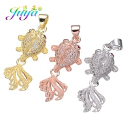 Juya DIY Jewelry Components Cz Paved Glitters Locket Heart Key Charm Pendant Accessories For Women Fashion Jewelry Making