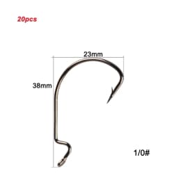 20pcs/lot Texan Hooks High Carbon Steel Offset Hook Karpervissen Fishhooks Lure Softjerk 8#~-5/0 Anzuelos Pesca Fishing Tackle