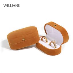 Wedding Ring Packaging Box Ear Studs Holder Velvet Engagement Couple Ring Box Valentine Gift Double Rings Storage Display Case