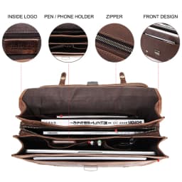 CONTACT'S Men's Bag Crazy Horse Leather Briefcase Men Business Bag For 14" Laptop Quality Leather Shoulder Messenger Bags Male