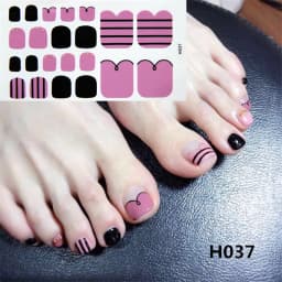 22Tips/Sheet Nail Sticker Adhesive Toenail Art Polish Tips French Glitter Sequins Nail Wraps Strips Easy Toenail Sticker