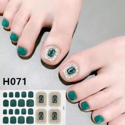 22Tips/Sheet Nail Sticker Adhesive Toenail Art Polish Tips French Glitter Sequins Nail Wraps Strips Easy Toenail Sticker