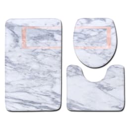 Marble Floor Mat for Bathroom Decor, Door Mat, Waterproof Carpet, Toilet Seat Cover, 3 Piece Set