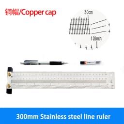 Multifunction Copper Cap Scale Ruler T-type Hole Ruler High-precision Carpenter Scribing Mark Line DIY Carpenter Measuring Tool