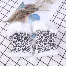 Female Rabbit Hair Wrist Gloves Fingerless Computer Typing Mittens Winter Women Suede Leather Warm Thick Cashmere Gloves G58