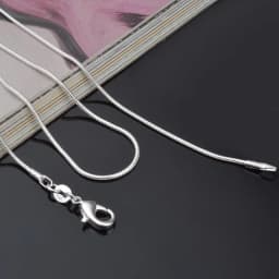1pcs 1MM 2MM silver plated smooth Snake Chain Necklaces with stamped choker Jewelry Size 16 18 20 22 24 26 28 30 inches