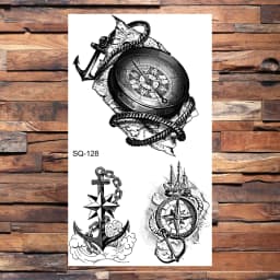 Badge Pirate Temporary Tattoos For Men Adults Realistic Infinite Pirate Ship Lighthouse Fake Tattoo Sticker Body Arm Tatoos DIY