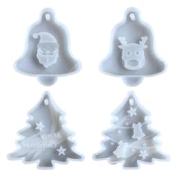 Christmas Tree Bell Elk Pendant Casting Silicone Mould Crystal Epoxy Resin Mold DIY Crafts Aromatherapy Wax Aroma Gypsum