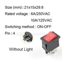 5Pcs KCD1 4Pin 6Pin 6A 250VAC 10A 125VAC 21X15mm Snap Rocker Switch ON OFF ON Interruptor Reed Interupteur Schakelaar