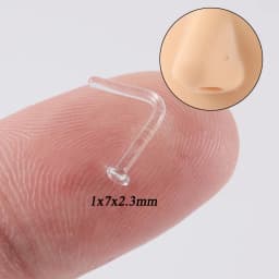 1PC Glass Nose Stud Transparent Glass Straight Nose Ring Retainer Holder Nose Hoop Ring Body Piercing Jewelry