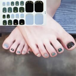 22Tips/Sheet Nail Sticker Adhesive Toenail Art Polish Tips French Glitter Sequins Nail Wraps Strips Easy Toenail Sticker