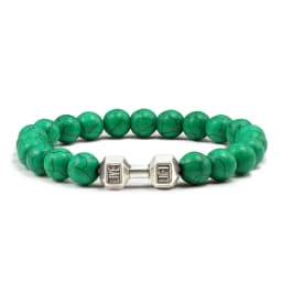 High Quality Men Beaded Bracelet Natural Black Lava Stone Dumbbell Charm Bracelets Energy Fitness Barbell Fashion Women Jewelry