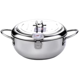LMETJMA Japanese Deep Frying Pot with a Thermometer and a Lid 304 Stainless Steel Kitchen Tempura Fryer Pan 20 24 cm KC0405