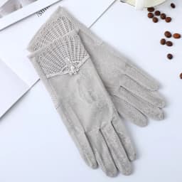 Summer Women Sunscreen Touch Screen Anti-UV Ice Silk Gloves Thin Breathable Non-slip Short Female Elegant Jacquard Drive Gloves