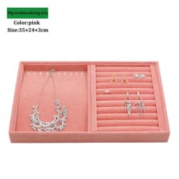 Pink Velvet B/M/S Necklace Earrings Storage Box Showcase Jewellery Stand Holder Ring Jewelry Display Organizer Case Tray Holder