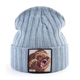 Embroidery Bear Knitted Beanies Hat Men Solid Color Autumn Winter Knitting Boy Skullies Caps Women Streetwear Kpop Gorras Bonnet