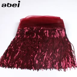 32cm 2yard Shining Mesh Fabric Lace Fringe Sequins Paillette Tassel Ribbon DIY Wedding Party Dance Dress Sewing Accessories