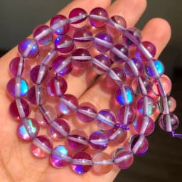 Matte Austria White Pink Crystal MoonStone Glitter Round Natural Loose Bead For Jewelry Making Diy Bracelet Necklace 6 8 10 mm
