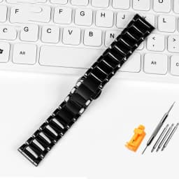 22mm Black High-Grade Bright Ceramic Strap Bracelet Watchbands for Armani Watch AR1507 AR1509/70002 AX7105 Ceramic Watch