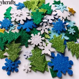 100PCS Glitter Christmas Tree Snowflake Foam stickers Xmas Crafts Activity Items Kids Room Decoration Party Favor Reward Label