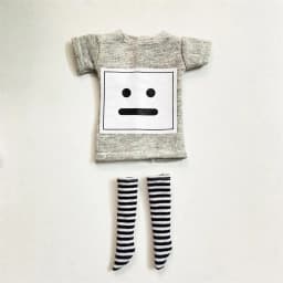 2pcs/Set of Blyth Clothes, Beautiful Print Short T-Shirt + Striped Socks, Can Be Used for 1/6 Doll Accessories
