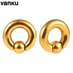 Vanku 2pcs Stainless Steel Ear Piercing Weights Stretcher Expander Ear Gauge Round Ball Closure Nose Septum Ring Jewelry