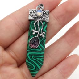 Natural Amethysts Pink Quartz Stone Sword Pendant Lapis Lazuli Onyx Charms Women Jewelry Making DIY Necklace Gift Size 16x57mm