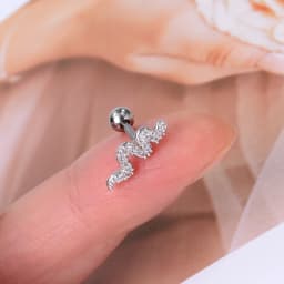 1pcs New Style Stainless Steel Ear Piercing Cz Stud Earrings Snake Moon Round Ball Arc Cartilage Helix Conch Screw Back Earring