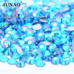 JUNAO 100 Gross Wholesale SS6 8 10 12 16 20 30 AB Glass Rhinestone Bulk Flatback Crystals Round Nail Strass Stone For DIY
