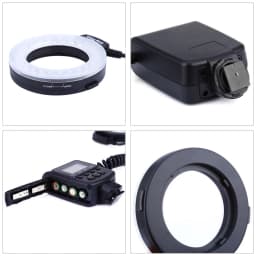 HD-130 Macro LED Ring Flash Bundle with 8 Adapter Ring for Canon Nikon Pentax Olympus Panasonic DSLR Camera Flash V HD130