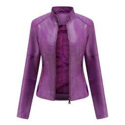 Women Leather Jacket Autumn Thin Ladies Motorcycle Jacket PU Leather Jacket Stand Collar Female Black Faux Leather Outwear
