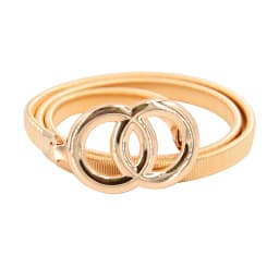 New Double Ring Belt Gold Silver Stretch Elastic Waist Belts for Women Metal Plate Female Lady Dress Waistband ceinture femme