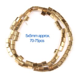 Natural Stone Beads Two Holes Gold color Hematite Square Spacer Beads for Jewelry Making Gift DIY Bracelets Good Color Retention