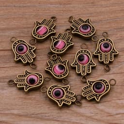 10PCS 13*22mm Fatima Hamsa Hand 10 Color Evil Eye Spacer Bead Connector For DIY Bracelets Necklace Jewelry Handmade Making