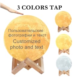 Drop Shipping Photo Customized Moon Lamp 3D Print Moon Night Light USB Rechargeable Personalized Gift with Your Text & Photo