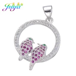 Juya DIY Jewelry Components Cz Paved Glitters Locket Heart Key Charm Pendant Accessories For Women Fashion Jewelry Making