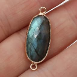Natural Stone Amethysts Pendant Oval shape Two-hole connector for Jewelry Making Diy Bracelet necklace accessories 11x27mm