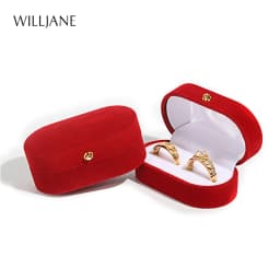 Wedding Ring Packaging Box Ear Studs Holder Velvet Engagement Couple Ring Box Valentine Gift Double Rings Storage Display Case