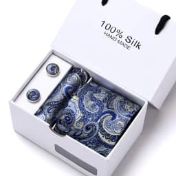 Brand 100% Silk Ties Gift box Office Men Classic Party Wedding striped 7.5cm Silk Wedding Floral Tie Necktie Handkerchief Set