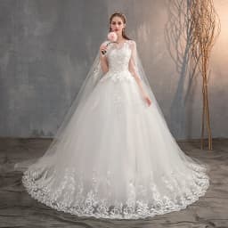 2026 Chinese Wedding Dress With Long Cap Lace Wedding Gown With Long Train Embroidery Princess Plus Szie Bridal Dress Customized