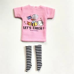 2pcs/Set of Blyth Clothes, Beautiful Print Short T-Shirt + Striped Socks, Can Be Used for 1/6 Doll Accessories