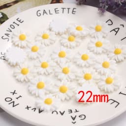 50pcs/lot 9mm-22mm White Flat Back Daisy Resin Flowers Cabochon Beads For Cell Phone Case Decoration Jewelry Making Diy Supplies