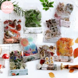 40 Pcs/pack Assorted Plant Flower Mushroom Ginkgo Pet Decorative Diary Stickers Sticky Notes for Scrapbooking Planner Stationery