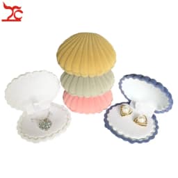 Bulk Sale 10Pcs Cute Shell Shape Velvet Earring Case Engagement Party Necklace Pendant Jewelry Display Storage Wedding Gift Box