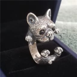 Ring for Men Women Japanese Style Cute Cat Ring Simplicity Fashion Jewelry Gifts Blue Rhinestone Eyes Dog Rings