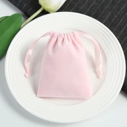 Velvet Jewelry Drawstring Bag with Silk for Wedding Party Candy Jewelry Organizer Gift Pouches Earring Bracelets Packaging Pink