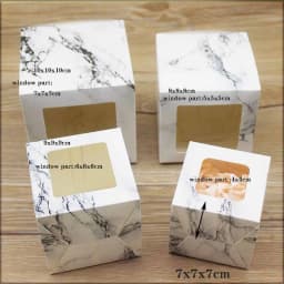 10pcs Square Shape Gifts Box with Window Marbling Style Gifts Package Boxes Cake Cookies Wedding Home Party Suppiles Package