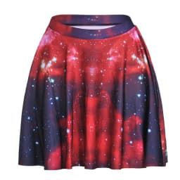 Women's Blue Starry Sky Galaxy Printed Cheering Squad Tutu Skater, Mini Pleated Skirt, Sexy Girl, New Summer